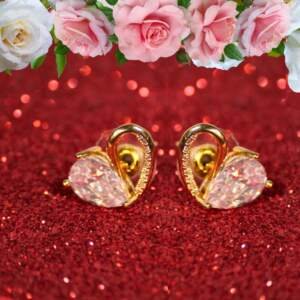 Ethereal Pear-Cut, Heart Gold-Tone Earrings