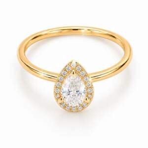 Lustrous Pear-Cut Halo Rose Gold  Tone Ring