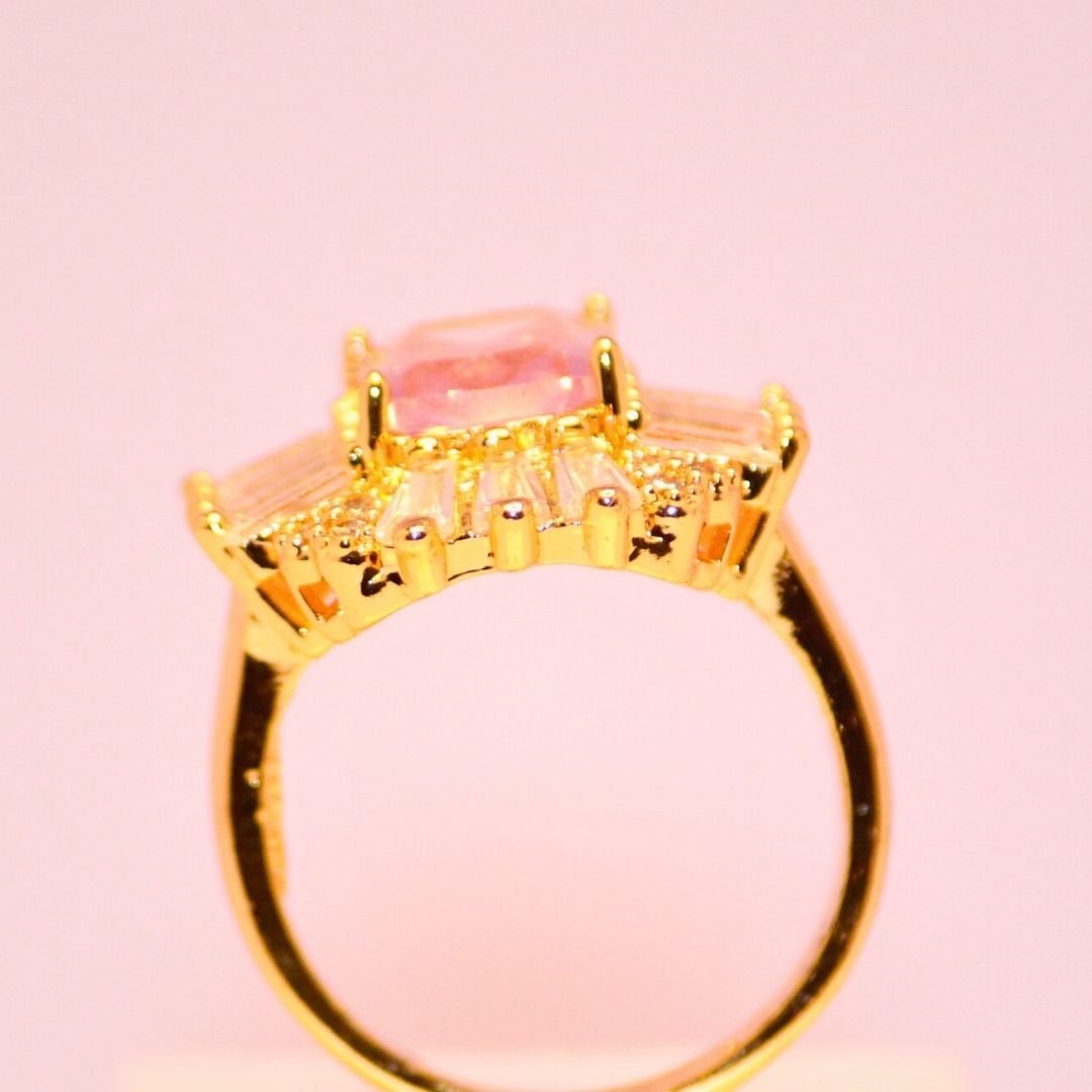 Blush-Elegance-Ring-with-Radiant-Pink-Center-and-Baguette-Halo-4