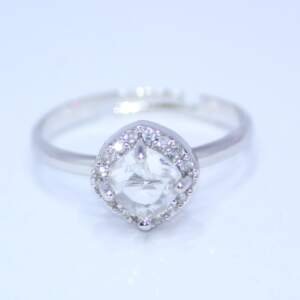 Cushion-Cut Halo Silver Ring – A Touch of Timeless Glamour