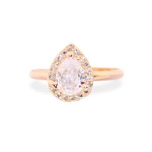 Lustrous Pear-Cut Halo Rose Gold  Tone Ring