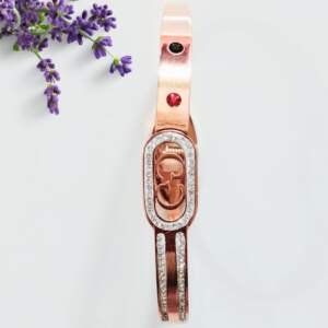 Lustrous Rose Gold Bracelet with Crystal and Gemstone Accents