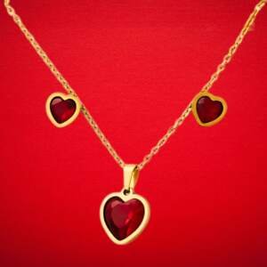 Romantic Heart Charm Necklace & Earrings Set