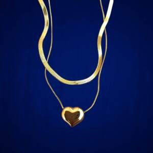 Lustrous Heart Pendant Layered Necklace