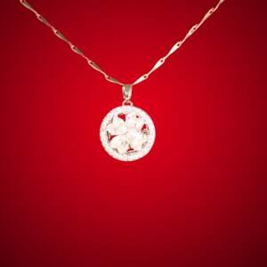 Spinning Floral Pendant Necklace with Diamond Accents