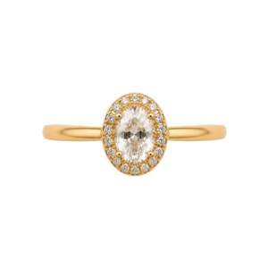 Graceful Oval Cut Halo Ring in Warm Gold