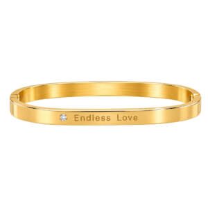Endless Love Gold-Plated Stainless Steel Couple Bracelet with Crystal Accent
