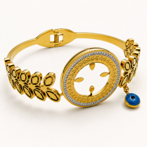 Luxury Gold-Plated Evil Eye Bracelet with Crystal Accents | Elegant Women's Jewelry