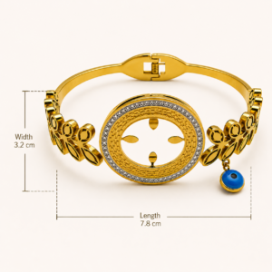 Luxury Gold-Plated Evil Eye Bracelet with Crystal Accents | Elegant Women's Jewelry